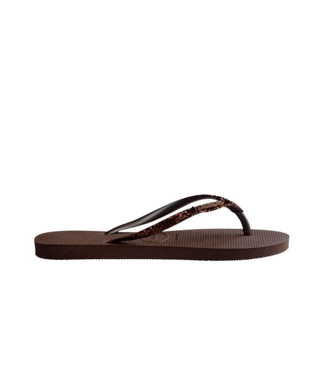 Havaianas Slim Glitter II Femme Tongs Marron