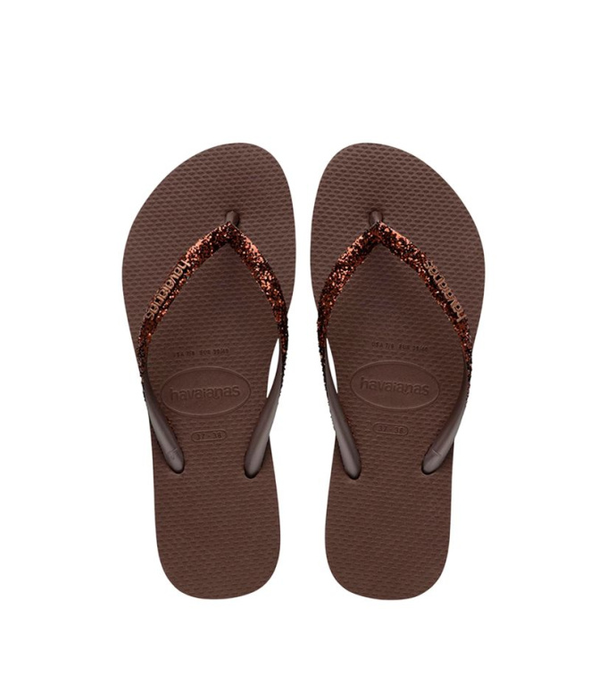 Havaianas Slim Glitter II Femme Tongs Marron