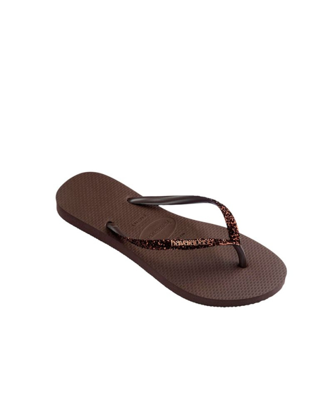 Havaianas Slim Glitter II Femme Tongs Marron