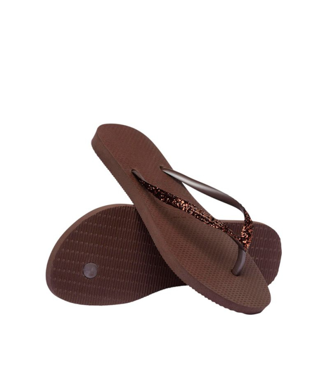 Havaianas Slim Glitter II Femme Tongs Marron