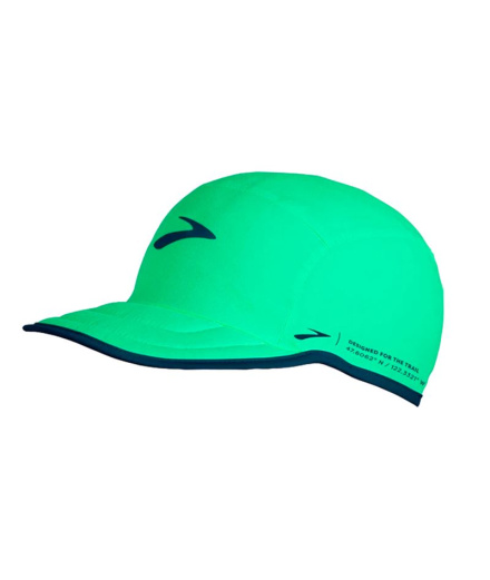 Boné de corrida leve e dobrável Brooks verde.