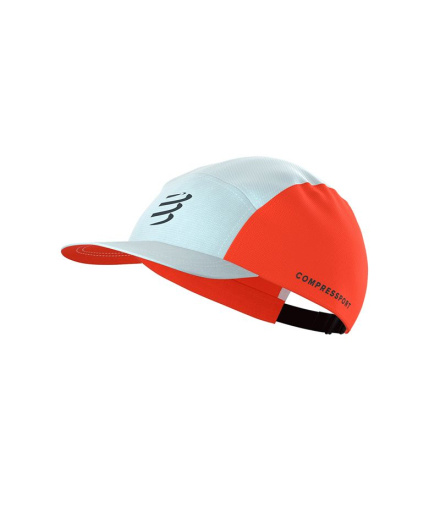 Gorra de Running Compressport 5 Panel Naranja/Blanco