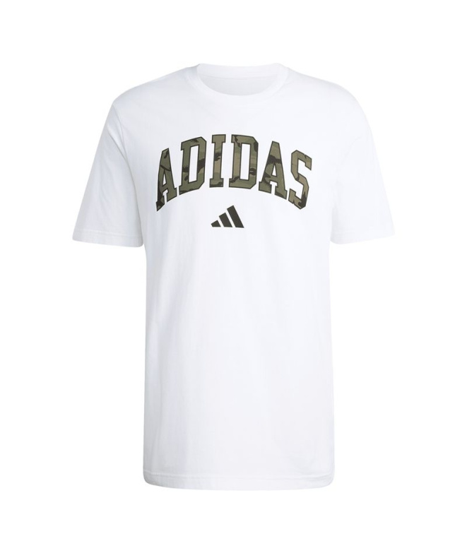 Camiseta branca adidas Camo Script tamanho M