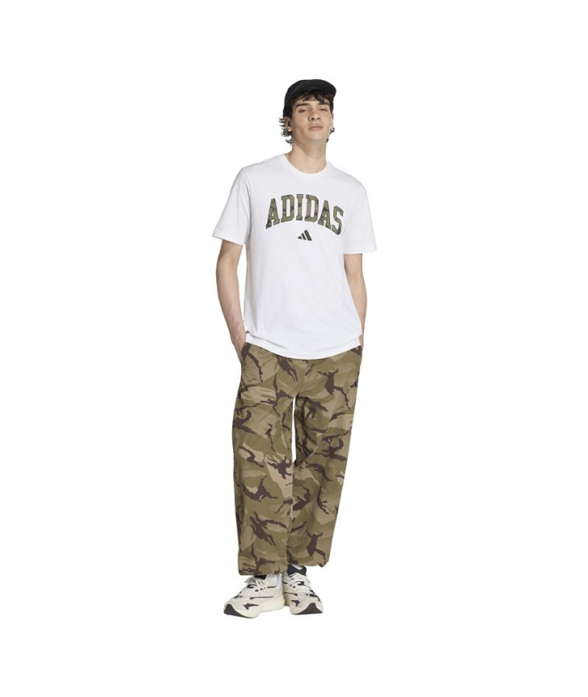 Camiseta branca adidas Camo Script tamanho M