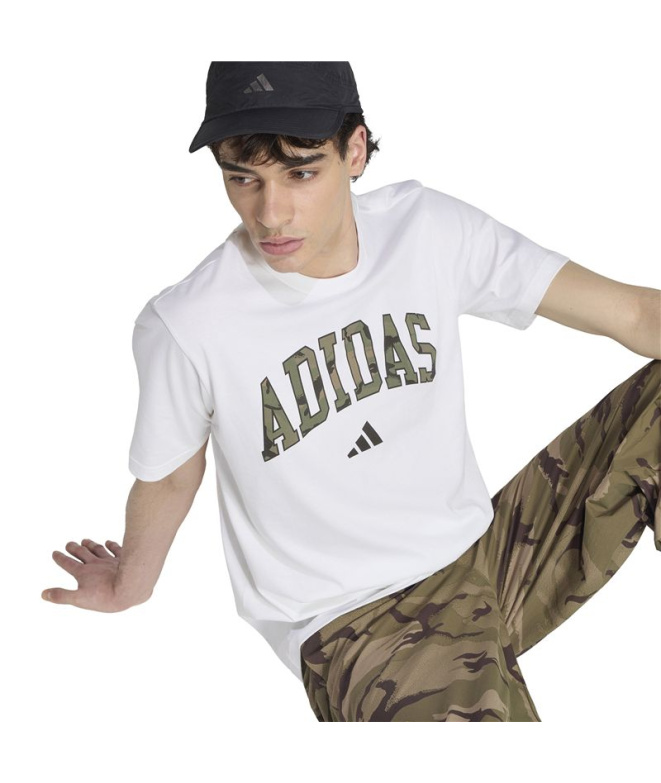 T-shirt blanc adidas Camo Script, taille M