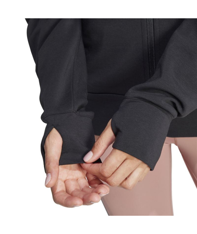 Moletom adidas D4T Fz Hoodie Mulher Fitness Preto