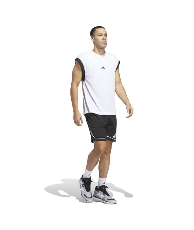 Calça Basquetebol Homem adidas Bos, preta/branca