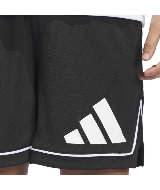 Calça Basquetebol Homem adidas Bos, preta/branca