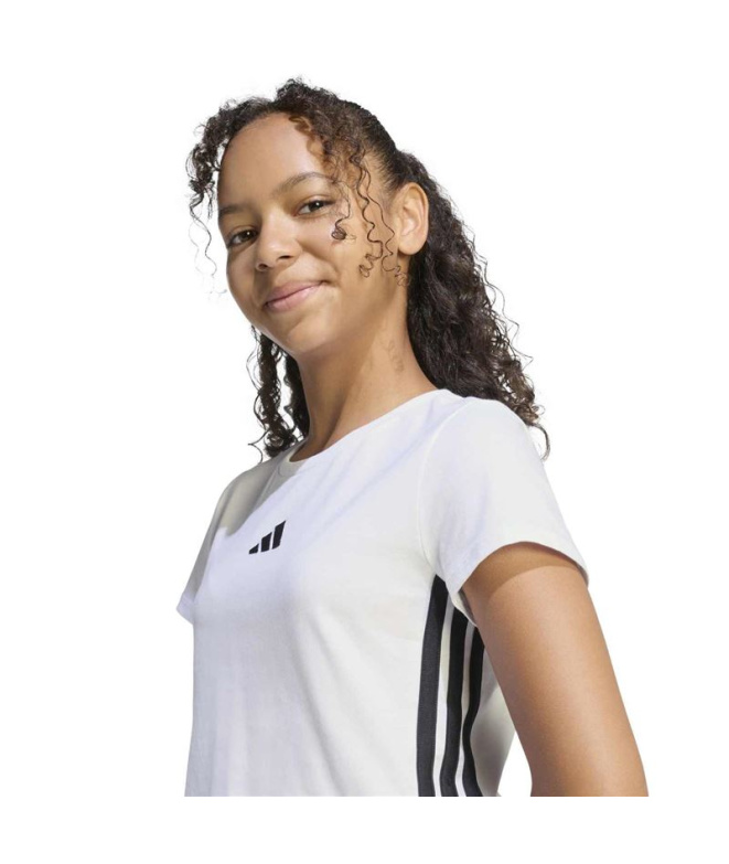 Camiseta Menina adidas Jg 3 Stripes branca/preta