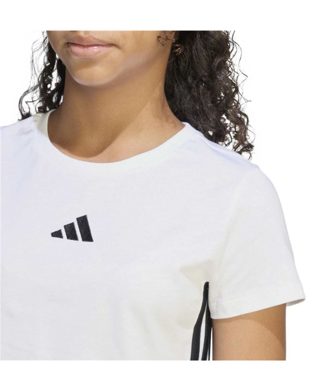 Camiseta Menina adidas Jg 3 Stripes branca/preta