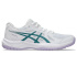 Chaussures Handball Asics Upcourt 6 Femme , blanc/bleu sarcelle brumeux