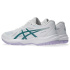 Chaussures Handball Asics Upcourt 6 Femme , blanc/bleu sarcelle brumeux