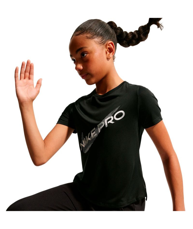 T-shirt noir Nike Np Df Ss Hbr Vnr Fille