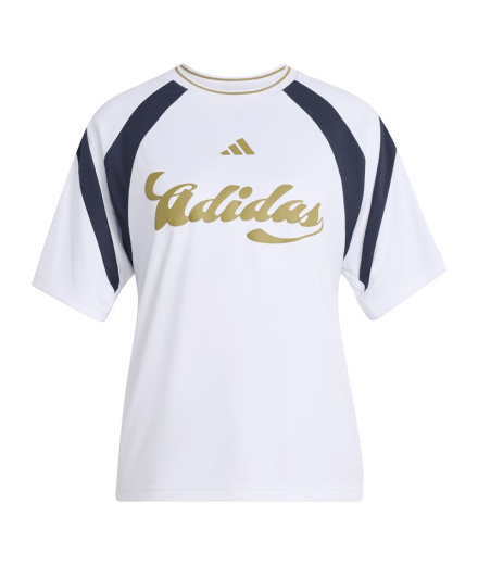 Camiseta Mulher adidas Her branca/bege/maosno/azul