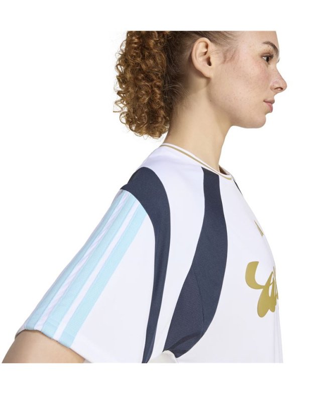 Camiseta Mulher adidas Her branca/bege/maosno/azul