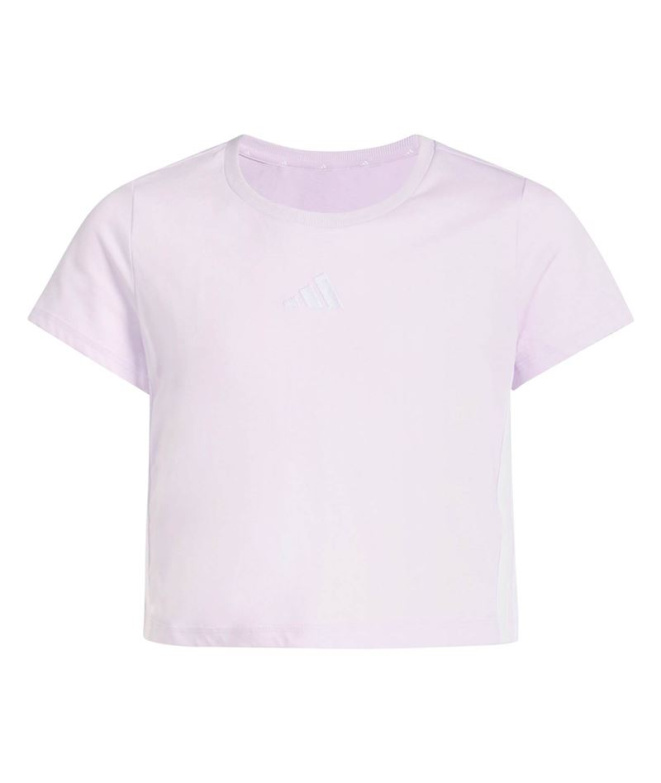 Camiseta Menina adidas Jg 3 Stripes, lilás/branca