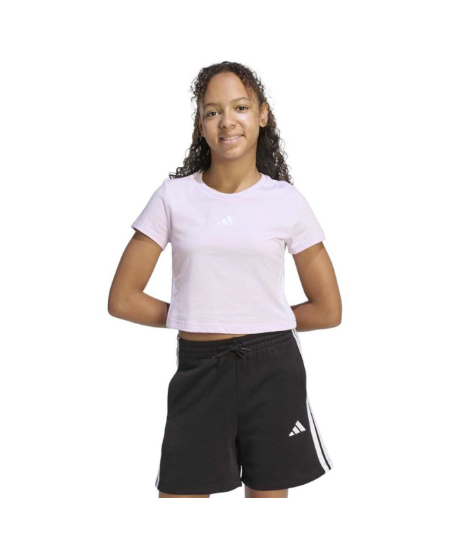 Camiseta Menina adidas Jg 3 Stripes, lilás/branca
