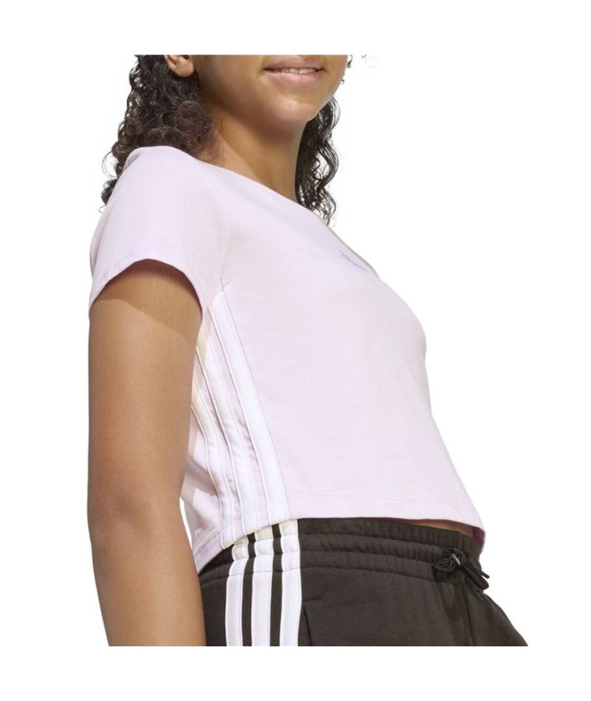 Camiseta Menina adidas Jg 3 Stripes, lilás/branca