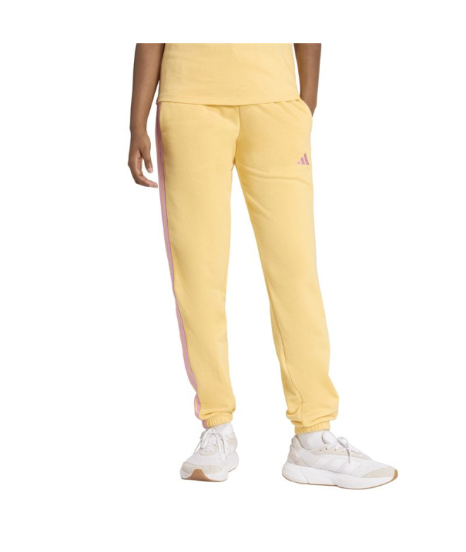 Calça Mulher adidas 3 Stripes Ft Cf amarela/rosa