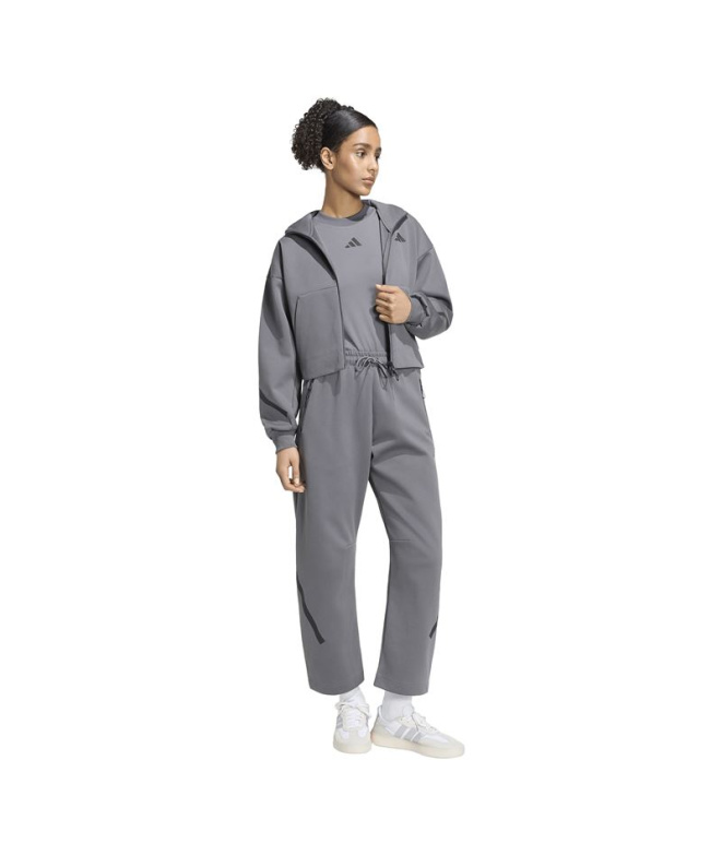 Calça Mulher adidas ZNE com bainha aberta, cinza.