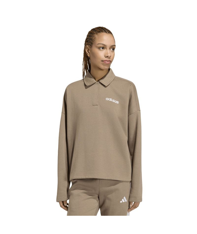 Sweat Polo adidas W Lin FL kaki/blanc