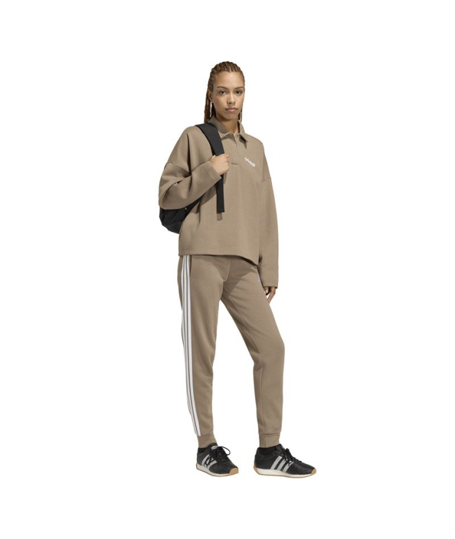 Sweat Polo adidas W Lin FL kaki/blanc