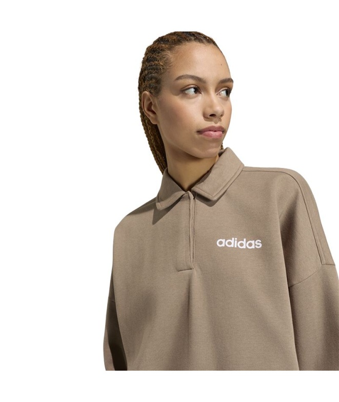 Sweat Polo adidas W Lin FL kaki/blanc