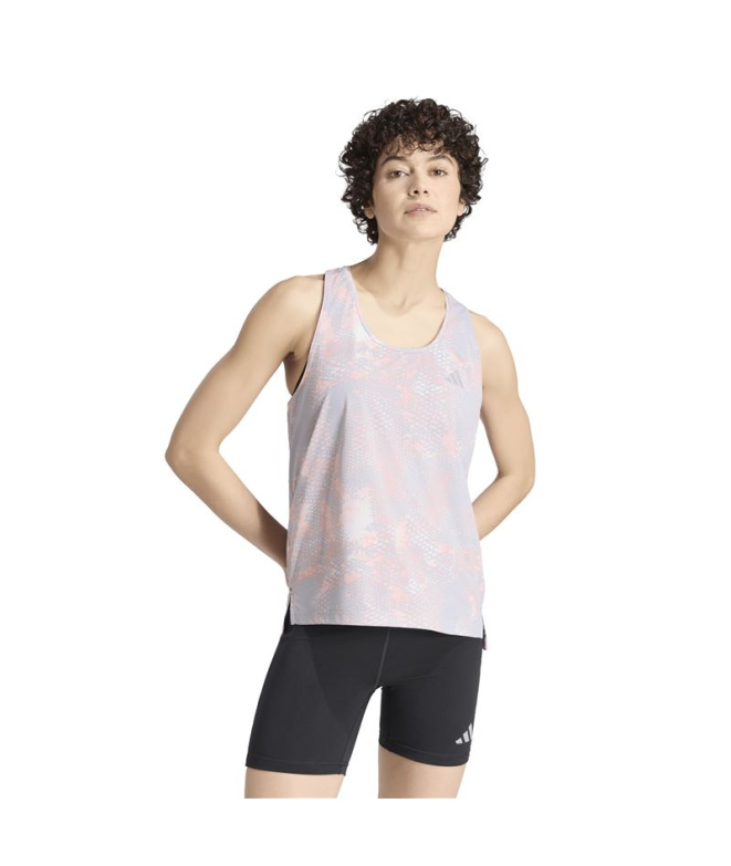 Haut Running adidas Animal Print Iconic Femme gris