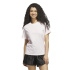Camiseta Mulher Adidas rosa com estampa do logo e detalhes em cetim.