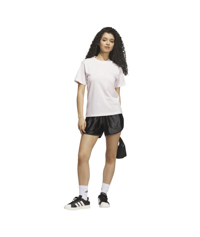 T-shirt Femme Adidas rose à logo imprimé satiné