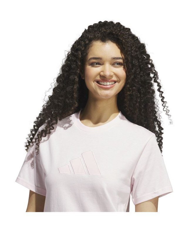 T-shirt Femme Adidas rose à logo imprimé satiné
