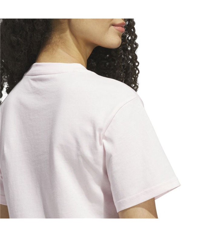 Camiseta Mulher Adidas rosa com estampa do logo...