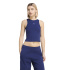 Top Mulher Adidas com logo pequeno, azul escuro.