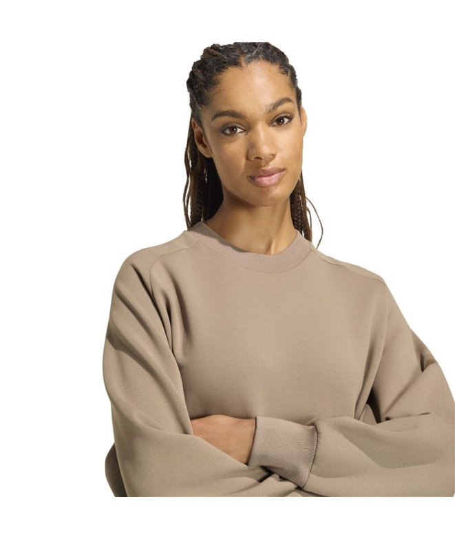 Moletom Mulher Adidas Soft Lux Loose cáqui