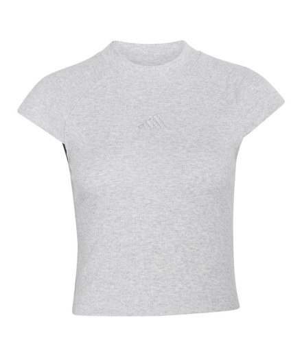 T-shirt côtelé Adidas Kit Small Logo Femme gris