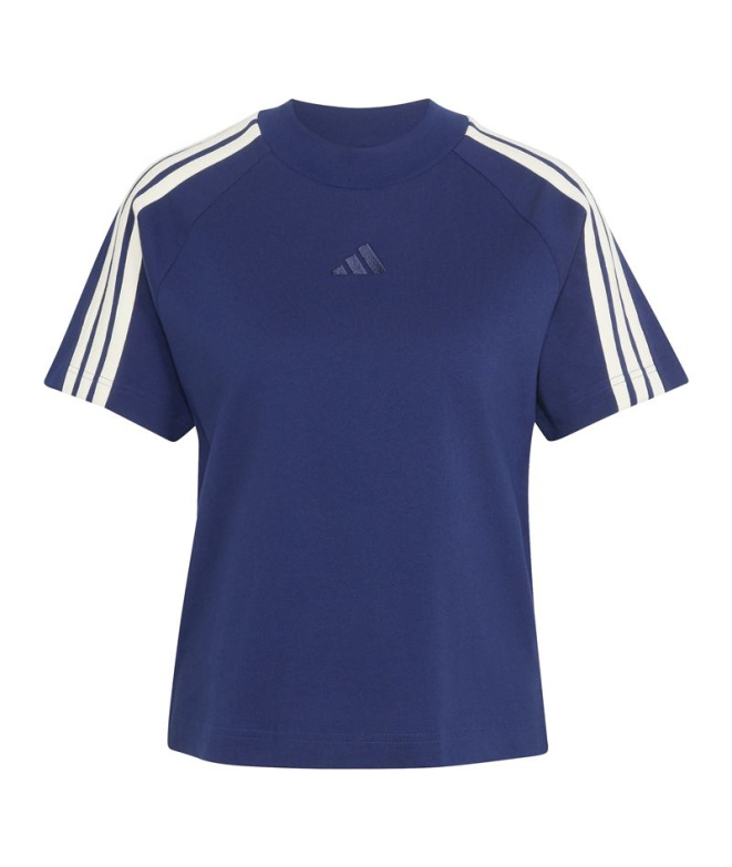 Camiseta Adidas Kit 3 Bandas Mujer Azul Oscuro