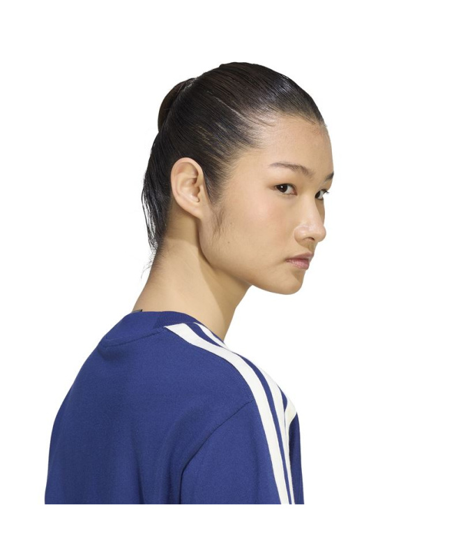 Camiseta Mulher Adidas Kit 3 Stripes azul-escura