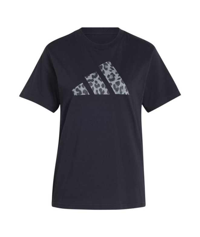T-shirt Adidas Femme imprimé animal, noir