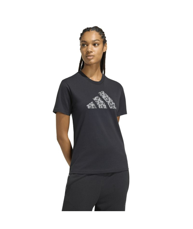 T-shirt Adidas Femme imprimé animal, noir