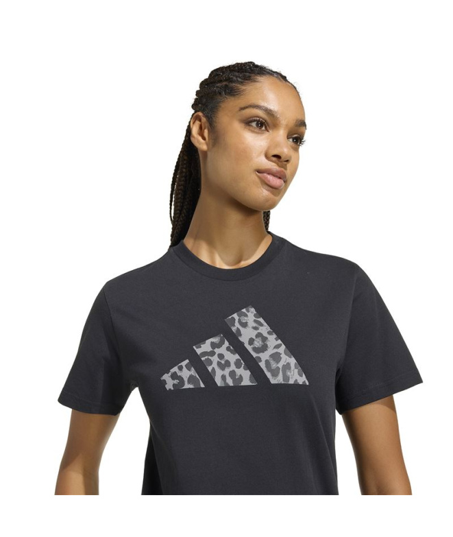 T-shirt Adidas Femme imprimé animal, noir