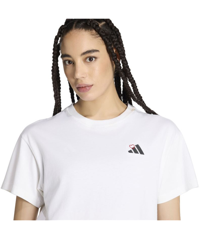 T-shirt ample brodé Adidas Femme blanc