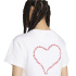 Camiseta Mulher Adidas com bordado, modelagem solta, branca.