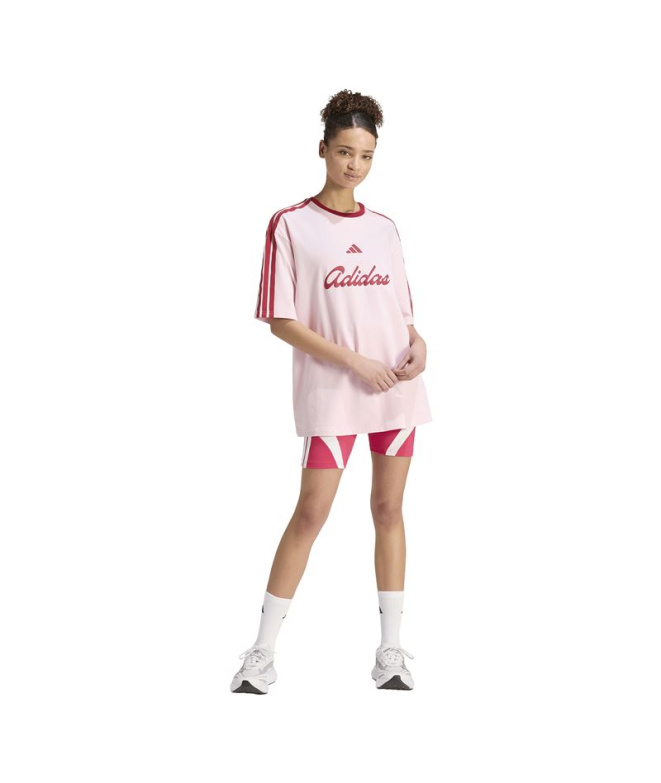 T-shirt rose Adidas Lux Tiro Loose Graphic Femme