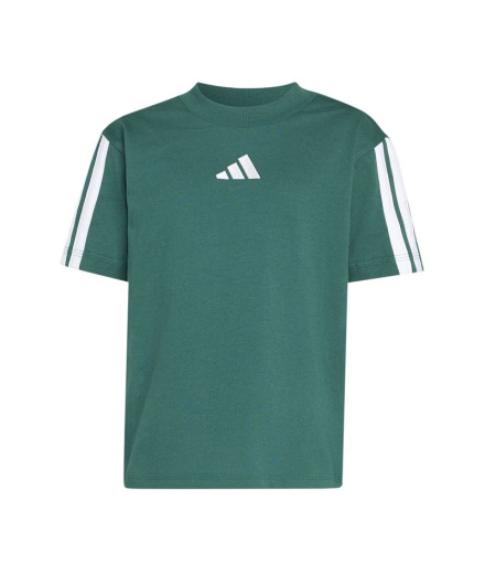 Camiseta Infantil Adidas Essentials 3 Stripes verde/branca