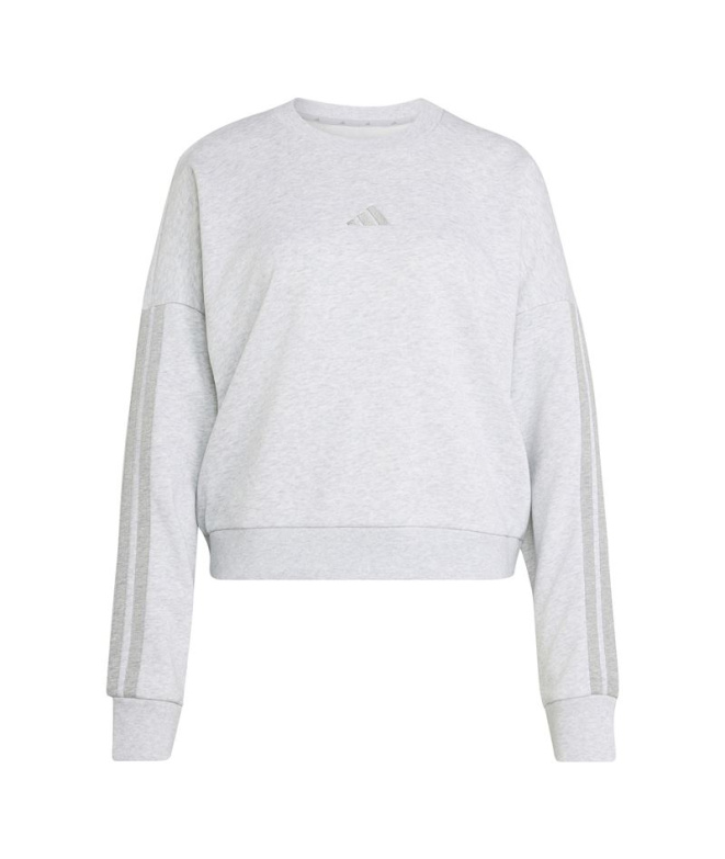 Moletom adidas Essentials 3-Stripes Mulher Cinza