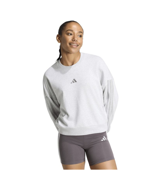 Moletom adidas Essentials 3-Stripes Mulher Cinza