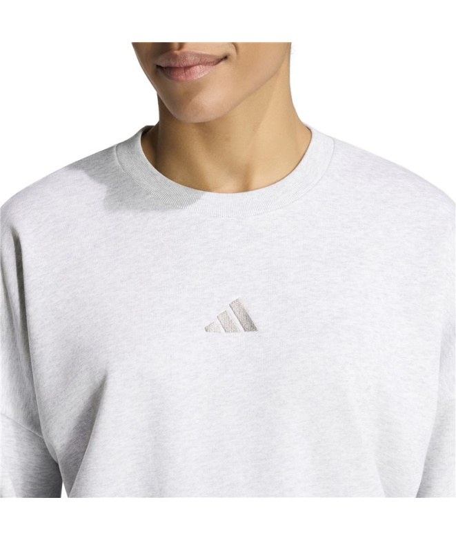Moletom adidas Essentials 3-Stripes Mulher Cinza