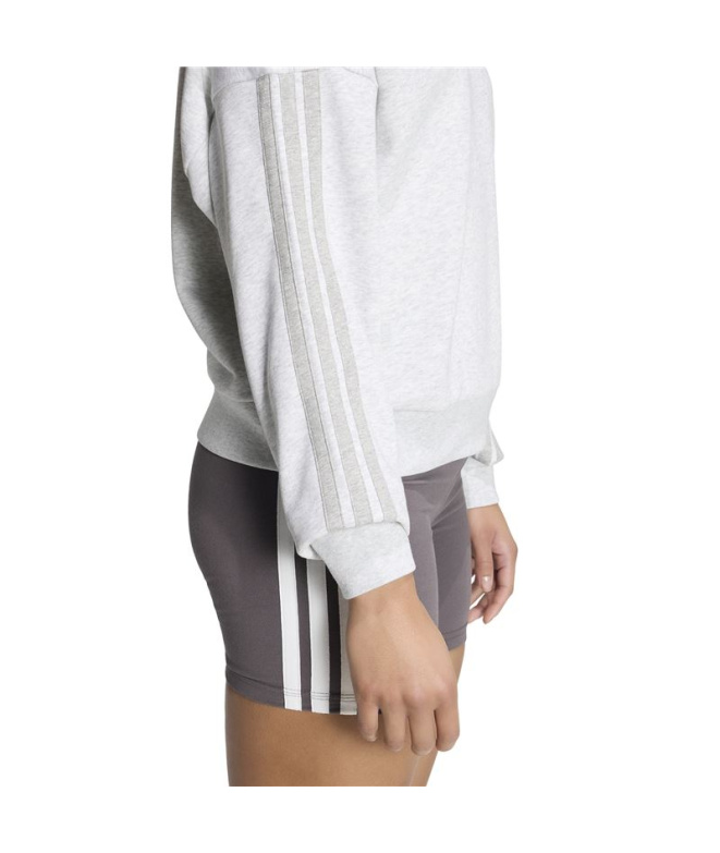 Moletom adidas Essentials 3-Stripes Mulher Cinza