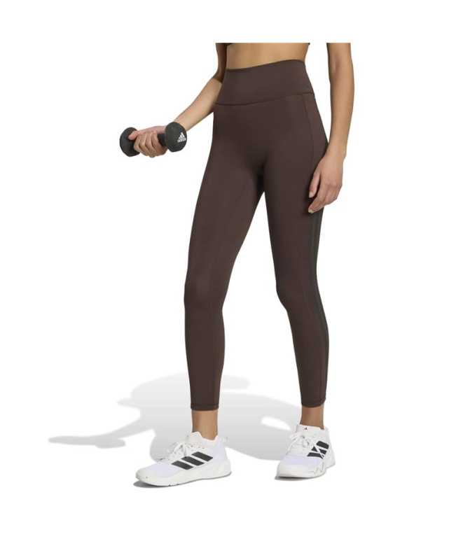 Collants Fitness adidas Opt 3 Stripes 7/8 L marron