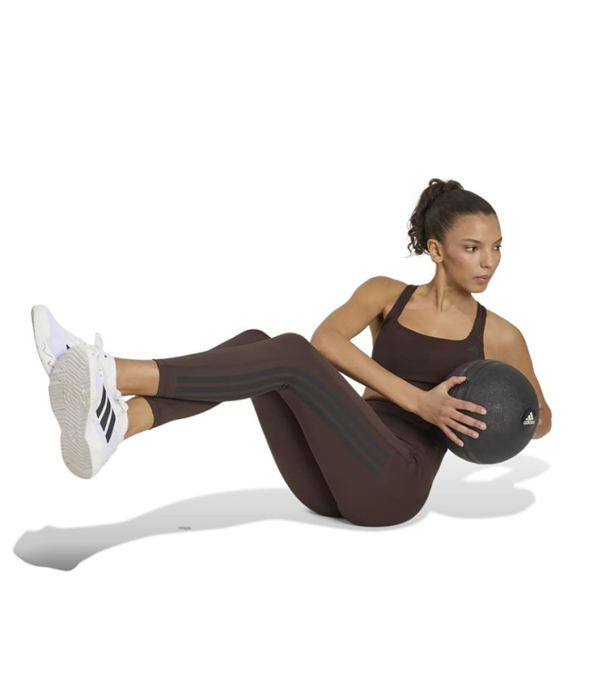 Collants Fitness adidas Opt 3 Stripes 7/8 L marron